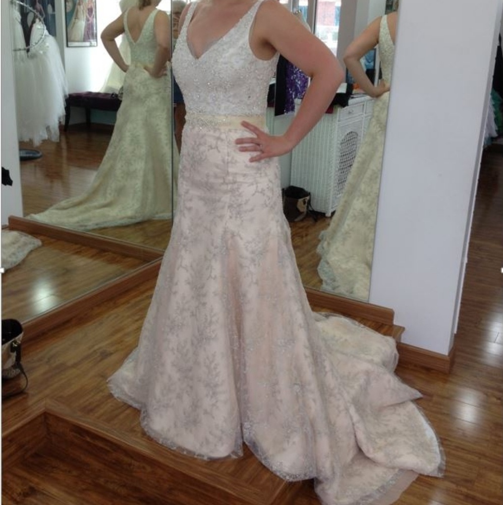 Custom champagne wedding dress